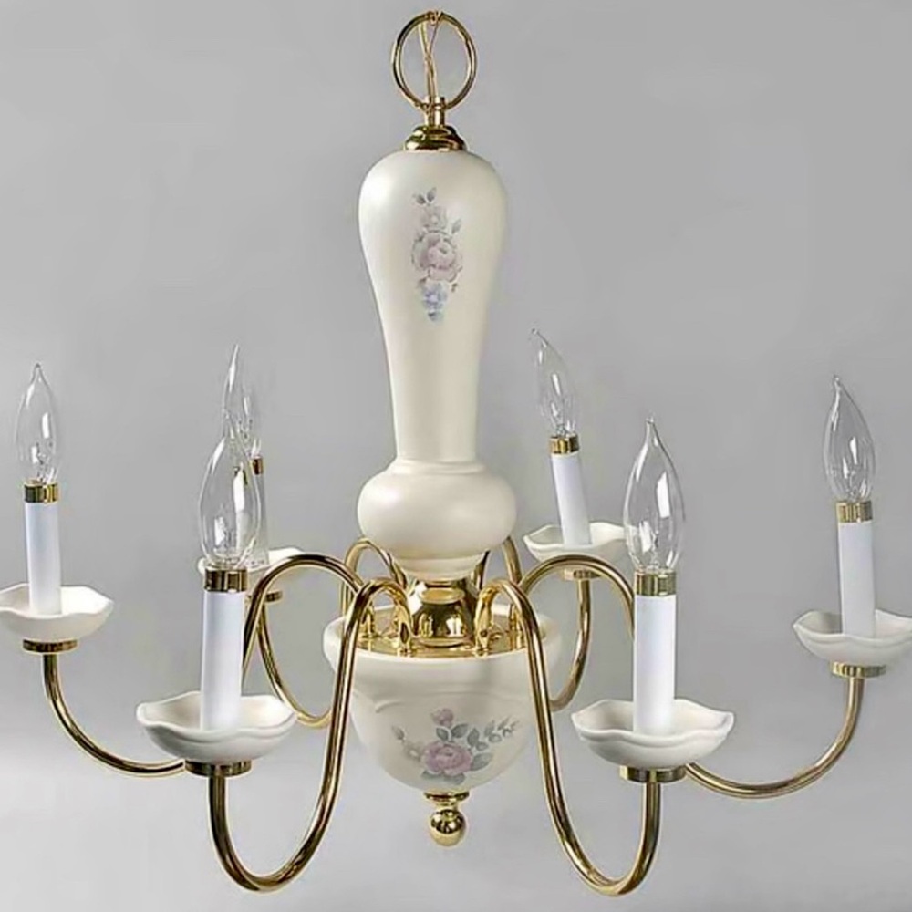 Rare!!! New In The box! Pfaltzgraff Tea Rose Chandelier